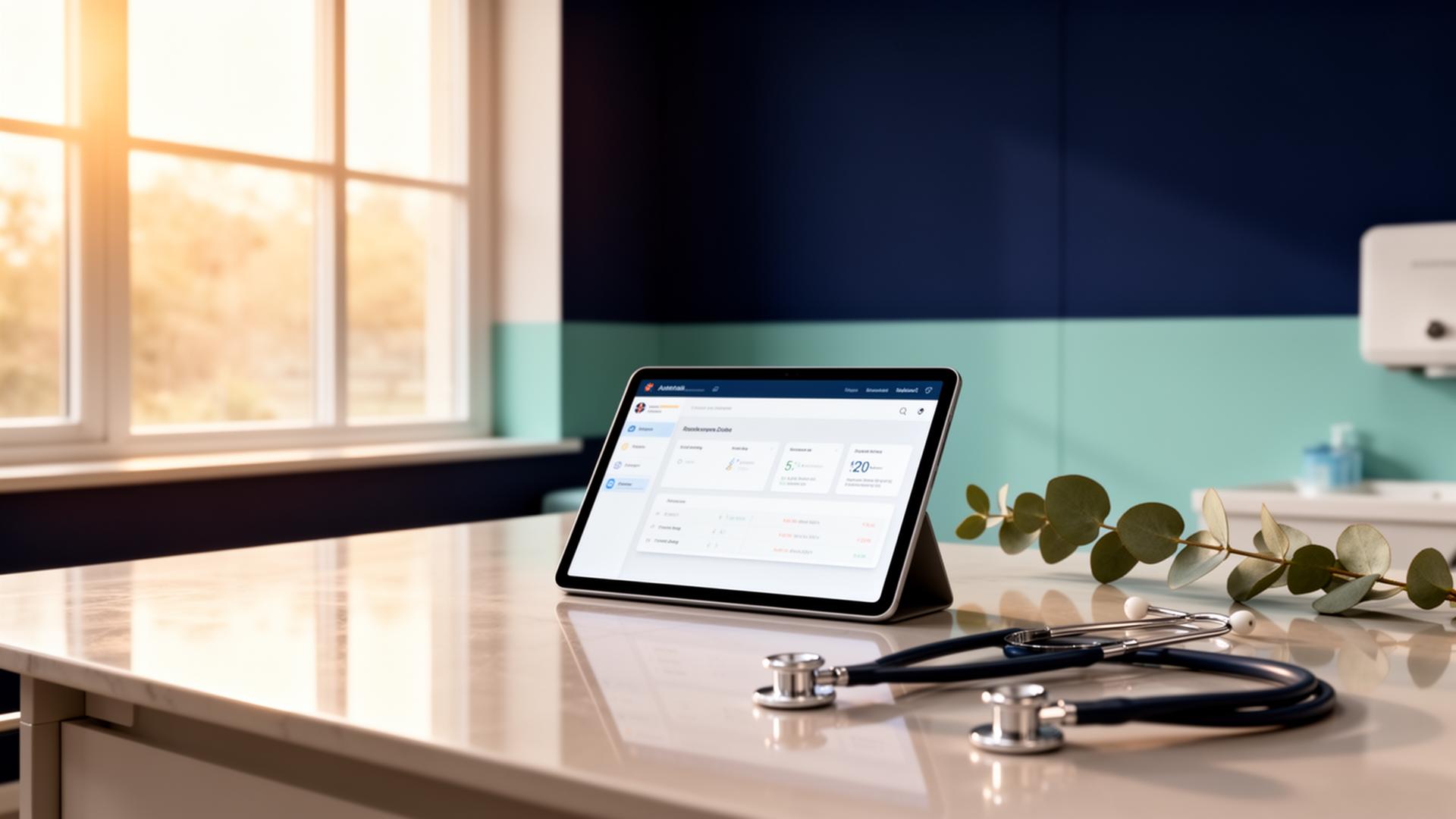 Telehealth consultation workspace illustration